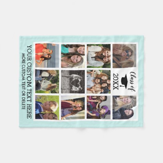 Afstuderen Aangepaste fotocollage-klasse geheugen Fleece Deken (Voorkant (Horizontaal))