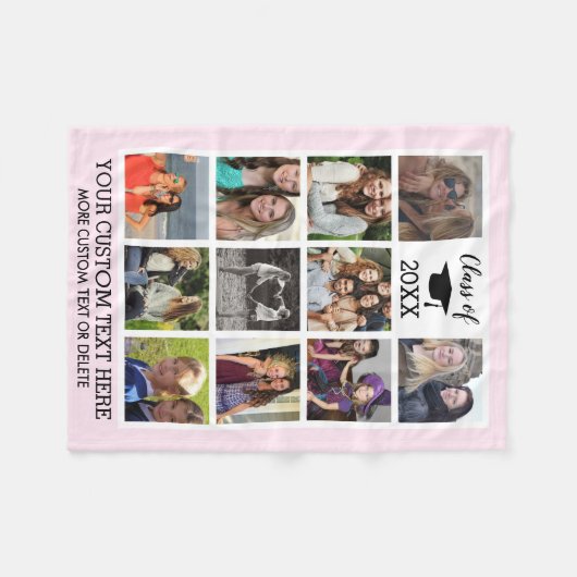 Afstuderen Aangepaste fotocollage-klasse geheugen Fleece Deken (Voorkant (Horizontaal))