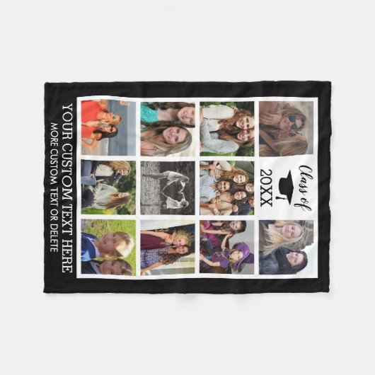 Afstuderen Aangepaste fotocollage-klasse geheugen Fleece Deken (Voorkant (Horizontaal))