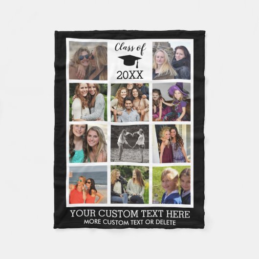 Afstuderen Aangepaste fotocollage-klasse geheugen Fleece Deken (Voorkant)