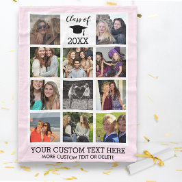 Afstuderen Aangepaste fotocollage-klasse geheugen Fleece Deken