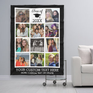 Afstuderen Aangepaste fotocollage-klasse geheugen Fleece Deken