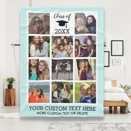 Afstuderen Aangepaste fotocollage-klasse geheugen Fleece Deken