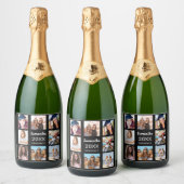 Afstuderen aangepaste fotocollage zwart sparkling wijnetiket (Flessen)