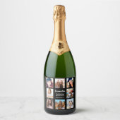 Afstuderen aangepaste fotocollage zwart sparkling wijnetiket (Voorkant)