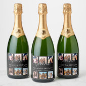 Afstuderen aangepaste fotocollage zwart sparkling wijnetiket (Flessen)