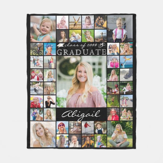 Afstuderen Aangepaste kleur voor 45 fotoverzamelin Fleece Deken (Voorkant)