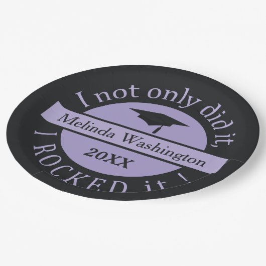 Afstuderen aangepaste naam & jaar papier borden papieren bordje (Gekanteld)