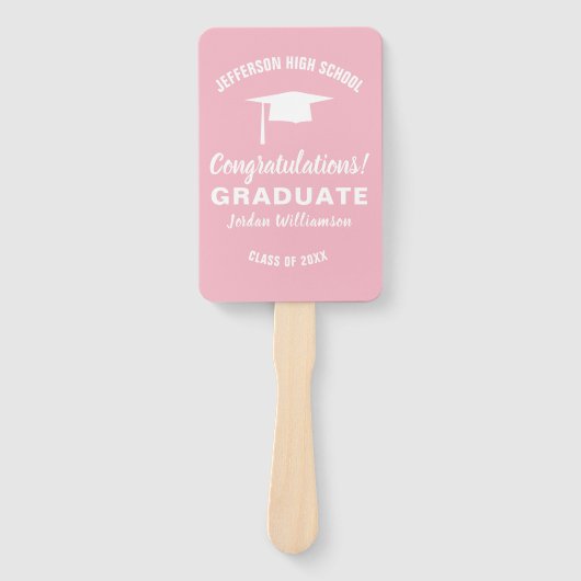 Afstuderen Aangepaste schoolkleur Afstuderen Foto Handwaaier (Voorkant)