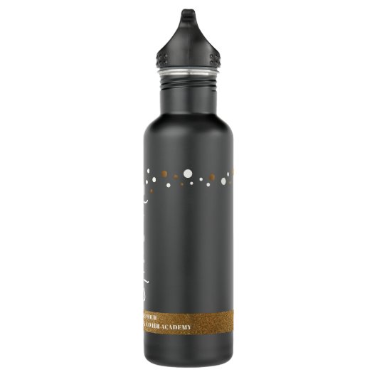 Afstuderen Aangepaste schoolnaam Confetti Gold zwa Waterfles (Rechts)