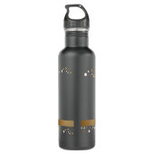 Afstuderen Aangepaste schoolnaam Confetti Gold zwa Waterfles (Achterkant)