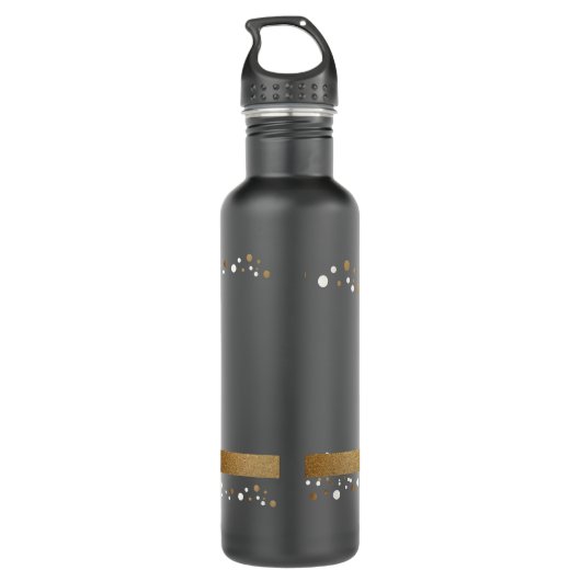 Afstuderen Aangepaste schoolnaam Confetti Gold zwa Waterfles (Achterkant)