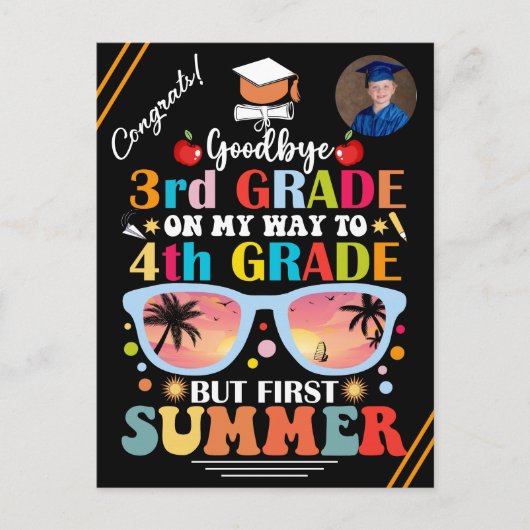 Afstuderen Aangepaste Tekst & Afbeelding 3e Grade Aankondigingskaart (Voorkant)