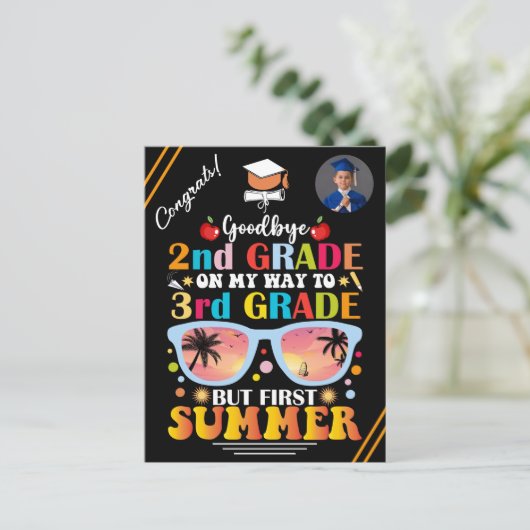 Afstuderen Aangepaste Tekst & Afbeeldingen 2e Grad Aankondigingskaart (Staand voorkant)