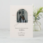 Afstuderen aankondiging: 1 foto, crème kleur kaart (Staand voorkant)