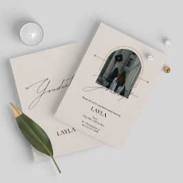 Afstuderen aankondiging: 1 foto, crème kleur kaart