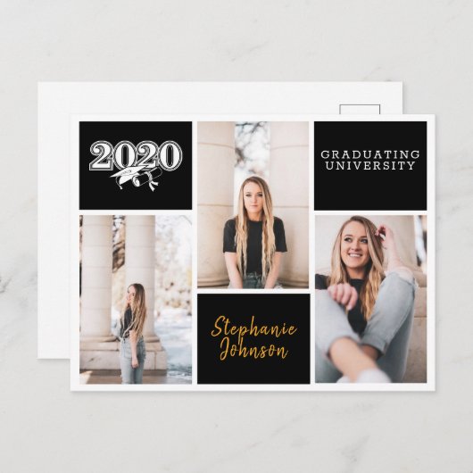 Afstuderen Aankondiging 2020 Foto Collage Briefkaart (Voorkant / Achterkant)
