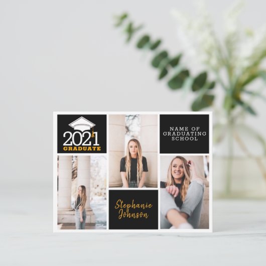 Afstuderen Aankondiging 2021 Foto Collage Briefkaart (Staand voorkant)