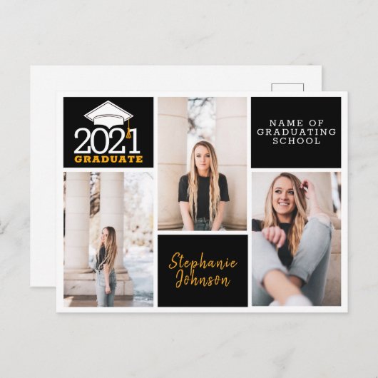 Afstuderen Aankondiging 2021 Foto Collage Briefkaart (Voorkant / Achterkant)