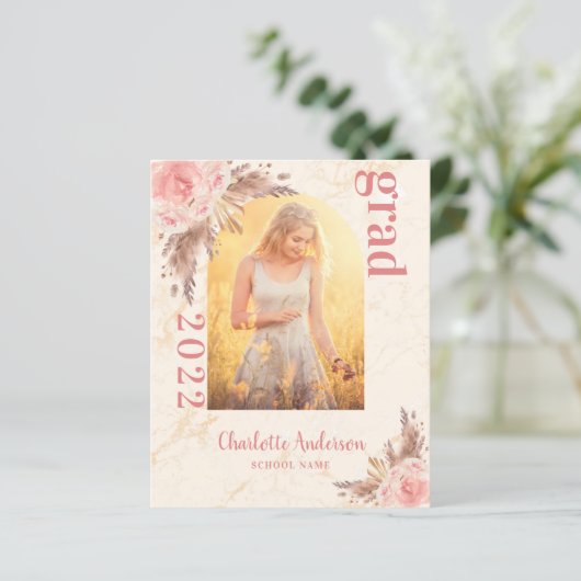 Afstuderen aankondiging begrotingspampagnes blush (Staand voorkant)