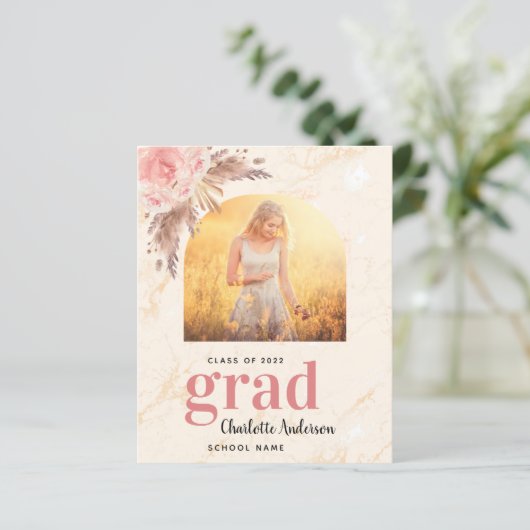 Afstuderen aankondiging begrotingspampagnes blush (Staand voorkant)