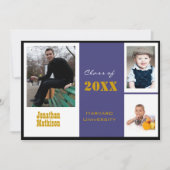 Afstuderen Aankondiging Blauwe Foto Uitnodiging (Voorkant)