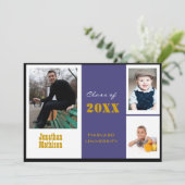 Afstuderen Aankondiging Blauwe Foto Uitnodiging (Staand voorkant)