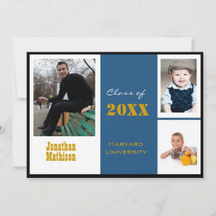 Afstuderen Aankondiging Blauwe Foto Uitnodiging