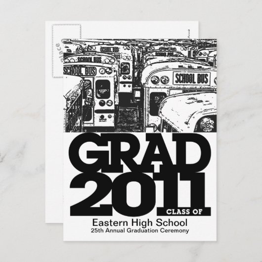 Afstuderen Aankondiging Briefkaart Schoolbus 1 (Voorkant / Achterkant)