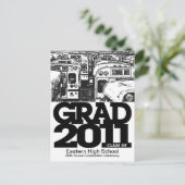 Afstuderen Aankondiging Briefkaart Schoolbus 1 (Staand voorkant)