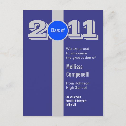 Afstuderen Aankondiging Briefkaart Silver Blue PC1 (Voorkant)