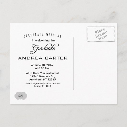 Afstuderen aankondiging Briefkaart/uitnodigen foto (Achterkant)