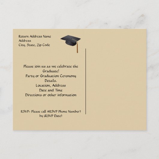 Afstuderen Aankondiging Briefkaart, Zwart en Goud (Achterkant)