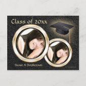 Afstuderen Aankondiging Briefkaart, Zwart en Goud (Voorkant)