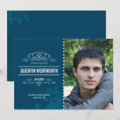 AFSTUDEREN AANKONDIGING cool grunge marineblauw (Voorkant / Achterkant)