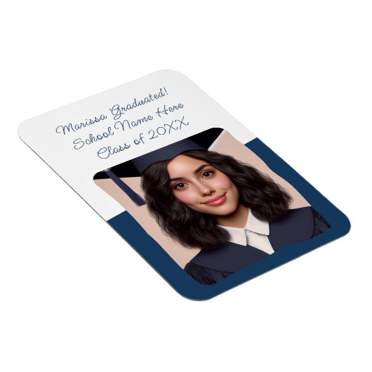 Afstuderen Aankondiging Custom Photo Typography Magneet (Rechterzijde)