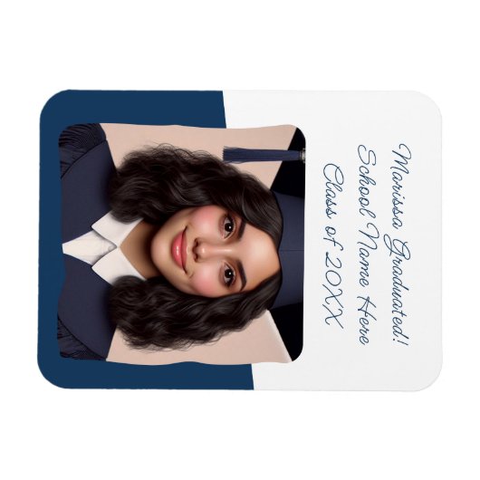 Afstuderen Aankondiging Custom Photo Typography Magneet (Horizontaal)