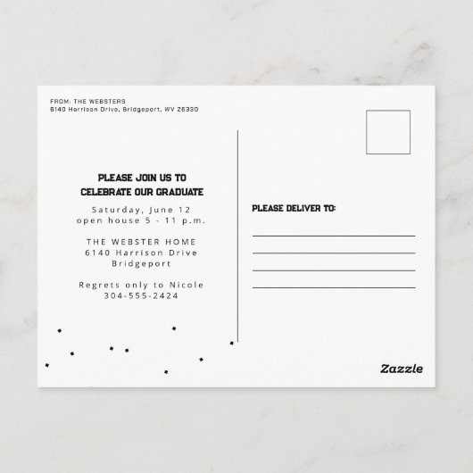 Afstuderen aankondiging één foto atleet briefkaart (Achterkant)