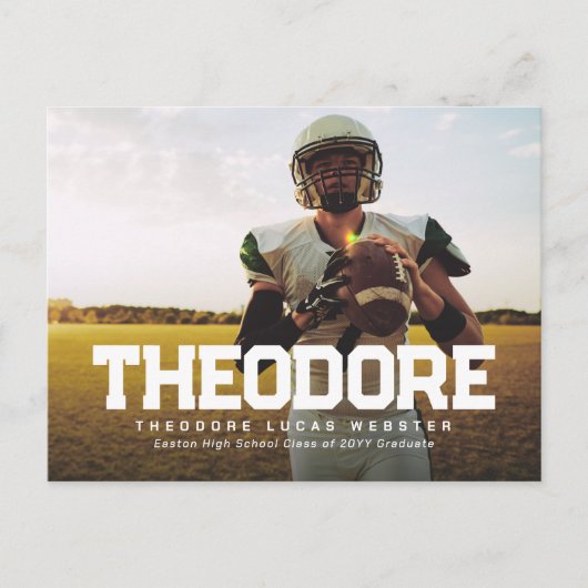 Afstuderen aankondiging één foto atleet briefkaart (Voorkant)