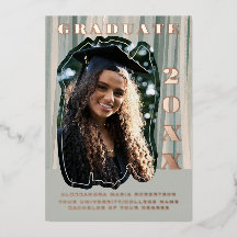 Afstuderen Aankondiging Eén foto Sage Groen Beige