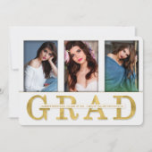 Afstuderen Aankondiging Faux Gold Leaf 3 Foto (Voorkant)