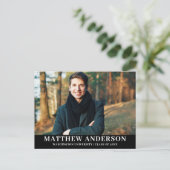 Afstuderen Aankondiging Foto Blk Briefkaart (Staand voorkant)