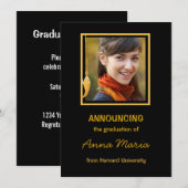 Afstuderen Aankondiging Foto Gold Uitnodiging (Voorkant / Achterkant)