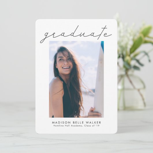 Afstuderen Aankondiging foto modern Afstuderen (Staand voorkant)