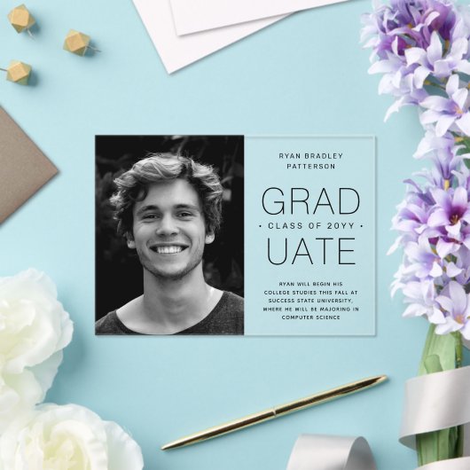 Afstuderen Aankondiging Foto Modern Minimalist (Insitu (Huwelijk))