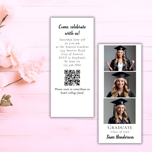 Afstuderen Aankondiging Fotocabine QR code Uniek