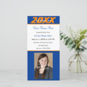 Afstuderen Aankondiging Fotokaart Oranje & blauw (Staand voorkant)