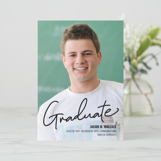 Afstuderen Aankondiging Fotoman Afstuderen (Staand voorkant)