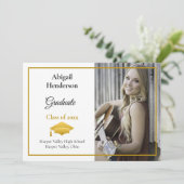 Afstuderen Aankondiging Gold Pet en foto (Staand voorkant)