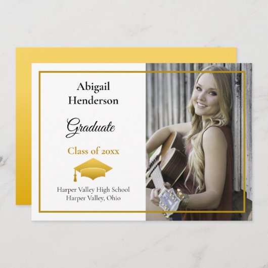 Afstuderen Aankondiging Gold Pet en foto (Voorkant / Achterkant)